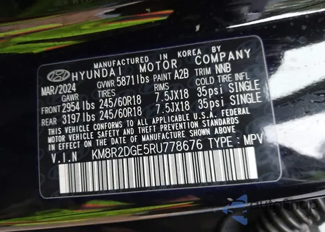 2024 Hyundai Palisade Sel from USA, damaged, VIN KM8R2DGE5RU778676